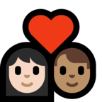 👩🏻‍❤️‍👨🏽 Couple with Heart: Woman, Man, Light Skin Tone, Medium Skin Tone, Emoji by Microsoft