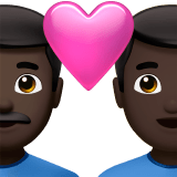 👨🏿‍❤️‍👨🏿 Couple with Heart: Man, Man, Dark Skin Tone, Emoji by Apple