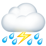 ⛈️ Cloud with Lightning and Rain, Emoji by Apple