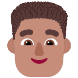 👨🏽‍🦱 Mann: Mittlere Hautfarbe, Lockiges Haar Emoji von Microsoft