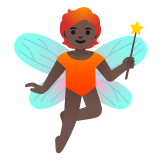 🧚🏿 Fairy: Dark Skin Tone, Emoji by Google