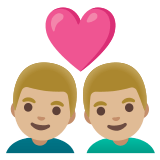 👨🏼‍❤️‍👨🏼 Couple with Heart: Man, Man, Medium-Light Skin Tone, Emoji by Google