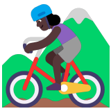 🚵🏿‍♀️ Woman Mountain Biking: Dark Skin Tone, Emoji by Microsoft