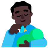 👨🏿‍🍼 Man Feeding Baby: Dark Skin Tone, Emoji by Microsoft