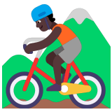 🚵🏿 Person Mountain Biking: Dark Skin Tone, Emoji by Microsoft