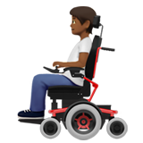🧑🏾‍🦼 Person in Motorized Wheelchair: Medium-Dark Skin Tone, Emoji by Apple
