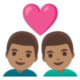 👨🏽‍❤️‍👨🏽 Couple with Heart: Man, Man, Medium Skin Tone, Emoji by Google