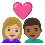 👩🏼‍❤️‍👨🏾 Couple with Heart: Woman, Man, Medium-Light Skin Tone, Medium-Dark Skin Tone, Emoji by Google