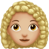 👩🏼‍🦱 Woman: Medium-Light Skin Tone, Curly Hair, Emoji by Apple