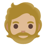 🧔🏼 Person: Medium-Light Skin Tone, Beard, Emoji by Google