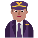 👨🏽‍✈️ Мужчина-Пилот: Средний Тон Кожи, смайлик от Microsoft