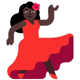 💃🏿 Woman Dancing: Dark Skin Tone, Emoji by Microsoft