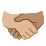 🫱🏼‍🫲🏽 Handshake: Medium-Light Skin Tone, Medium Skin Tone, Emoji by Google