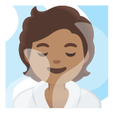 🧖🏽 Person in Dampfsauna: Mittlere Hautfarbe Emoji von Google