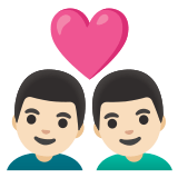 👨🏻‍❤️‍👨🏻 Couple with Heart: Man, Man, Light Skin Tone, Emoji by Google
