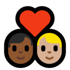 👨🏾‍❤️‍👨🏼 Couple with Heart: Man, Man, Medium-Dark Skin Tone, Medium-Light Skin Tone, Emoji by Microsoft