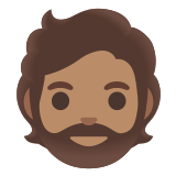 🧔🏽 Person: Medium Skin Tone, Beard, Emoji by Google