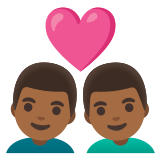 👨🏾‍❤️‍👨🏾 Couple with Heart: Man, Man, Medium-Dark Skin Tone, Emoji by Google