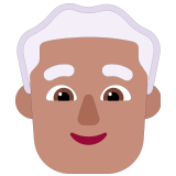 👨🏽‍🦳 Mann: Mittlere Hautfarbe, Weißes Haar Emoji von Microsoft