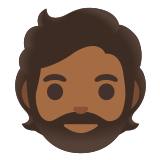 🧔🏾 Бородатый Человек: Темный Тон Кожи, смайлик от Google