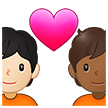 🧑🏻‍❤️‍🧑🏾 Couple with Heart: Person, Person, Light Skin Tone, Medium-Dark Skin Tone, Emoji by Samsung