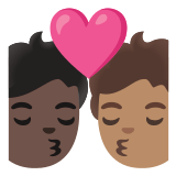🧑🏿‍❤️‍💋‍🧑🏽 Kiss: Person, Person, Dark Skin Tone, Medium Skin Tone, Emoji by Google
