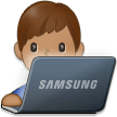 👨🏽‍💻 It-Experte: Mittlere Hautfarbe Emoji von Samsung
