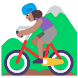 🚵🏽‍♀️ Woman Mountain Biking: Medium Skin Tone, Emoji by Microsoft