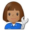 👩🏽‍🔧 Mechanikerin: Mittlere Hautfarbe Emoji von Samsung