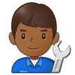 👨🏾‍🔧 Man Mechanic: Medium-Dark Skin Tone, Emoji by Samsung