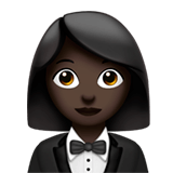 🤵🏿‍♀️ Woman in Tuxedo: Dark Skin Tone, Emoji by Apple