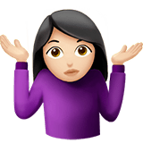 🤷🏻‍♀️ Femme Qui Hausse Les Épaules : Peau Claire Emoji par Apple