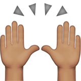🙌🏽 Mains Levées : Peau Légèrement Mate Emoji par Apple