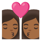 👩🏾‍❤️‍💋‍👩🏾 Kiss: Woman, Woman, Medium-Dark Skin Tone, Emoji by Google