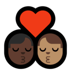 👨🏿‍❤️‍💋‍👨🏽 Kiss: Man, Man, Dark Skin Tone, Medium Skin Tone, Emoji by Microsoft