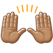 🙌🏽 Mains Levées : Peau Légèrement Mate Emoji par Samsung