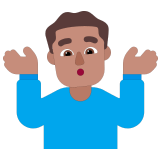 🤷🏽‍♂️ Schulterzuckender Mann: Mittlere Hautfarbe Emoji von Microsoft