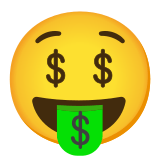 🤑 Gesicht Mit Dollarzeichen Emoji von Google