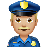 👮🏼‍♂️ Мужчина-Полицейский: Светлый Тон Кожи, смайлик от Apple