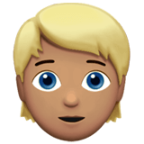 👱🏽 Person: Mittlere Hautfarbe, Blondes Haar Emoji von Apple