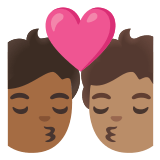 🧑🏾‍❤️‍💋‍🧑🏽 Kiss: Person, Person, Medium-Dark Skin Tone, Medium Skin Tone, Emoji by Google