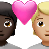 🧑🏿‍❤️‍🧑🏼 Couple with Heart: Person, Person, Dark Skin Tone, Medium-Light Skin Tone, Emoji by Apple