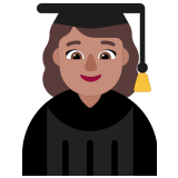 👩🏽‍🎓 Étudiante : Peau Légèrement Mate Emoji par Microsoft