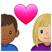 👩🏼‍❤️‍👨🏾 Couple with Heart: Woman, Man, Medium-Light Skin Tone, Medium-Dark Skin Tone, Emoji by Samsung