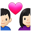 👩🏻‍❤️‍👨🏻 Couple with Heart: Woman, Man, Light Skin Tone, Emoji by Samsung