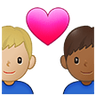 👨🏼‍❤️‍👨🏾 Couple with Heart: Man, Man, Medium-Light Skin Tone, Medium-Dark Skin Tone, Emoji by Samsung