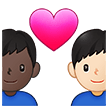 👨🏿‍❤️‍👨🏻 Couple with Heart: Man, Man, Dark Skin Tone, Light Skin Tone, Emoji by Samsung