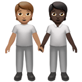 🧑🏽‍🤝‍🧑🏿 People Holding Hands: Medium Skin Tone, Dark Skin Tone, Emoji by Apple