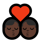 👨🏿‍❤️‍💋‍👨🏿 Kiss: Man, Man, Dark Skin Tone, Emoji by Microsoft