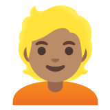 👱🏽 Personne Blonde : Peau Légèrement Mate Emoji par Google